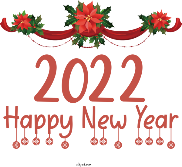 Free New Year Christmas Decoration Christmas Day Floral Design For Happy New Year 2022 Clipart Transparent Background