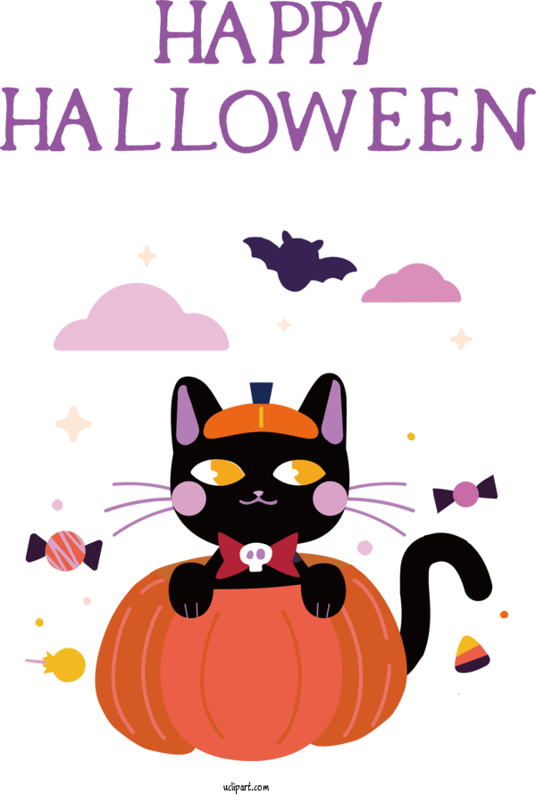 Free Holidays Cat Line Triangle For Halloween Clipart Transparent Background