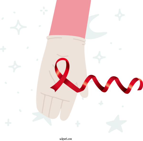 Free Holidays Red Ribbon Logo Hand For World AIDS Day Clipart Transparent Background
