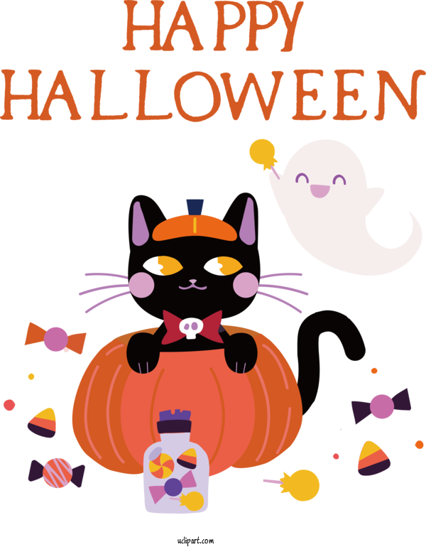 Free Holidays Design Cartoon Logo For Halloween Clipart Transparent Background