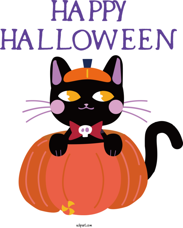 Free Holidays Cat Kitten Cartoon For Halloween Clipart Transparent Background