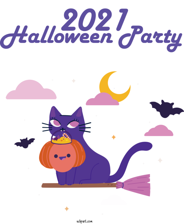 Free Holidays Cat Cartoon Pink M For Halloween Clipart Transparent Background