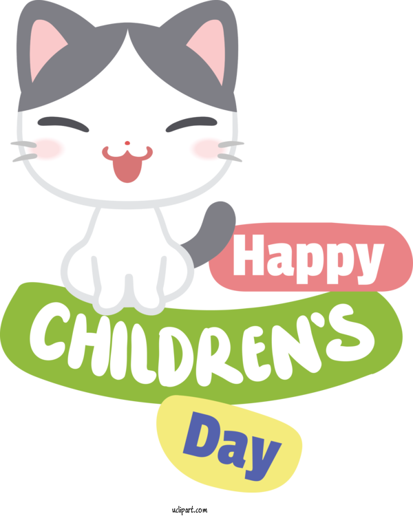 Free Holidays Cat Cat Like Design For Children's Day Clipart Transparent Background