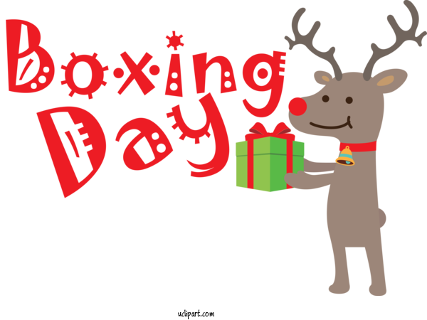 Free Holidays Reindeer Deer Christmas Day For Boxing Day Clipart Transparent Background