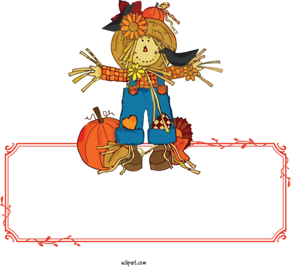 Free Holidays Drawing Silhouette Scarecrow For Thanksgiving Clipart Transparent Background