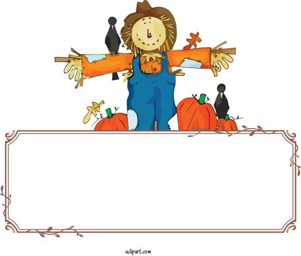 Free Holidays Cartoon Scarecrow Drawing For Thanksgiving Clipart Transparent Background