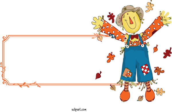 Free Holidays Drawing Scarecrow Cartoon For Thanksgiving Clipart Transparent Background