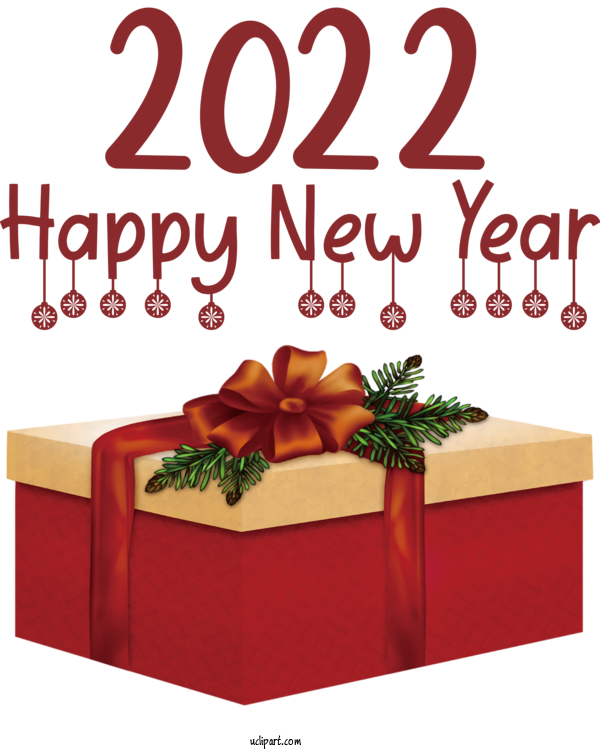 Free Holidays Design Gift Font For New Year 2022 Clipart Transparent Background