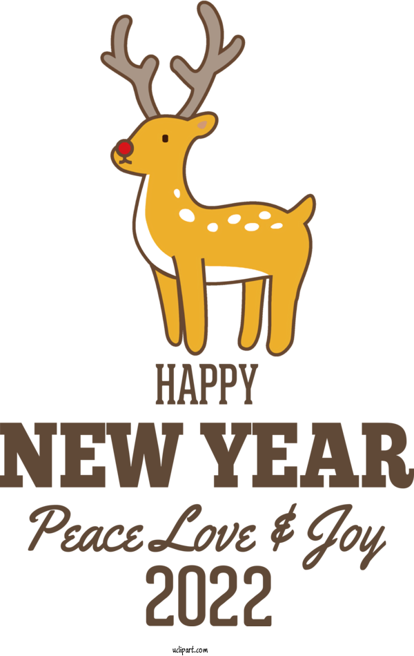 Free Holidays Reindeer Deer Big Year For New Year 2022 Clipart Transparent Background