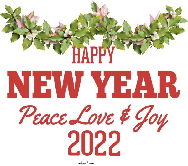 Free Holidays Leaf Font Tree For New Year 2022 Clipart Transparent Background
