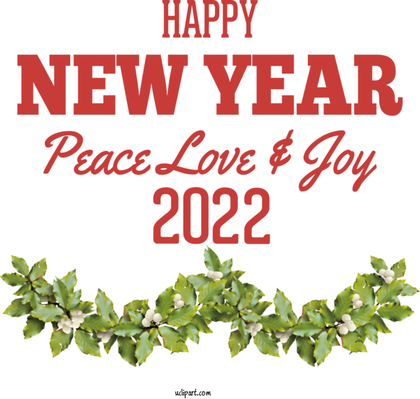 Free Holidays Leaf Flower Font For New Year 2022 Clipart Transparent Background