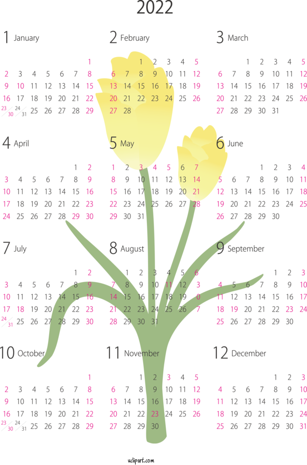 Free Life Flower Line Calendar System For Yearly Calendar Clipart Transparent Background