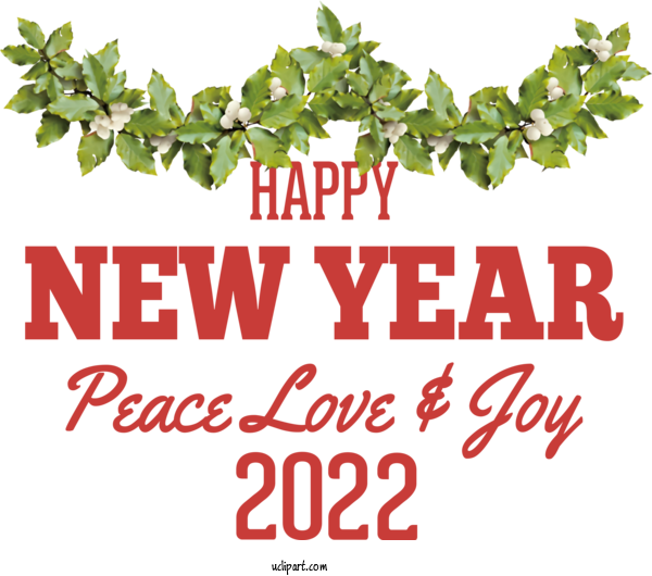Free Holidays Leaf Font Tree For New Year 2022 Clipart Transparent Background