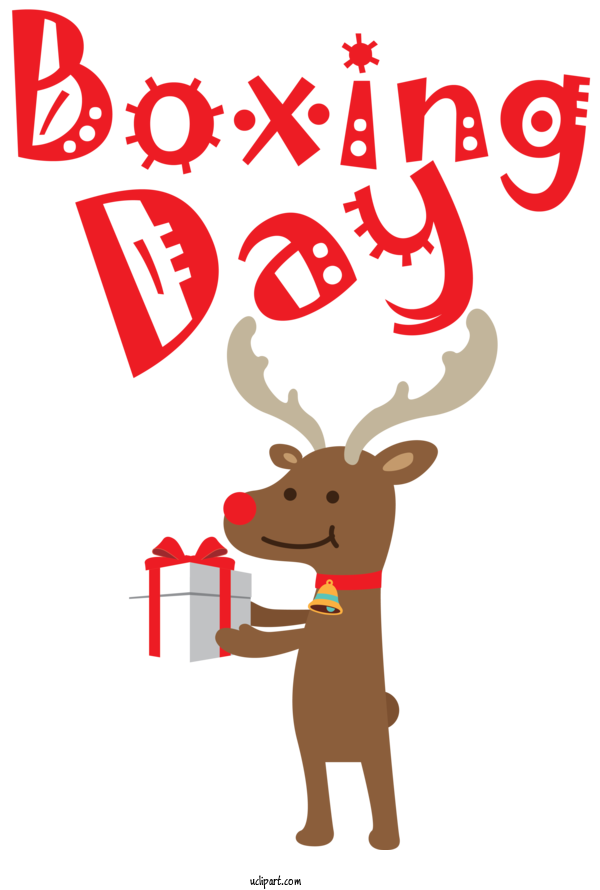 Free Holidays Reindeer Deer Design For Boxing Day Clipart Transparent Background