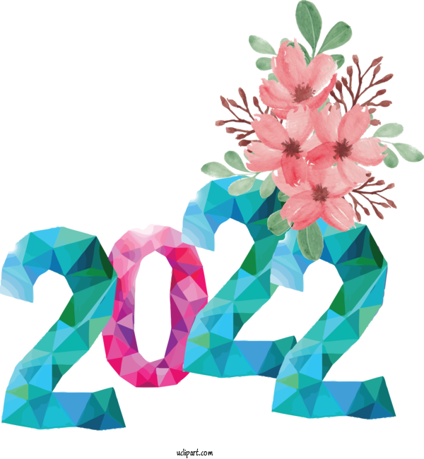 Free Holidays Leaf Floral Design Design For New Year 2022 Clipart Transparent Background