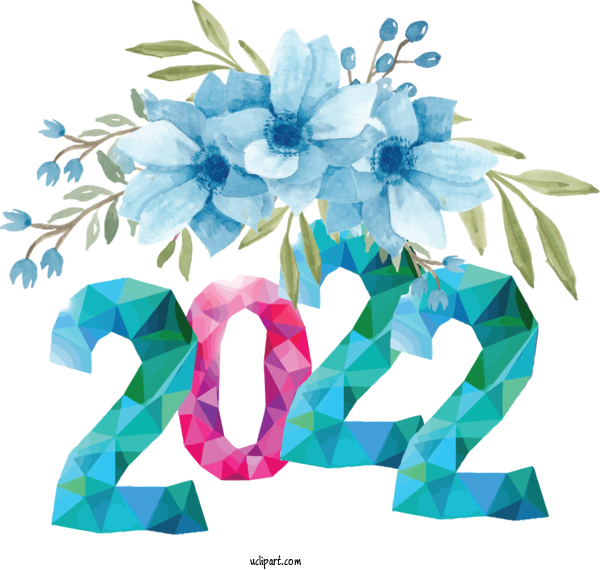 Free Holidays Floral Design Cut Flowers Design For New Year 2022 Clipart Transparent Background