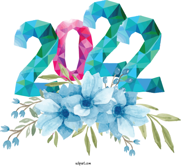 Free Holidays Floral Design Flower Bouquet Blue For New Year 2022 Clipart Transparent Background
