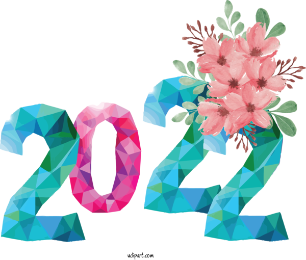 Free Holidays Flower Petal Font For New Year 2022 Clipart Transparent Background