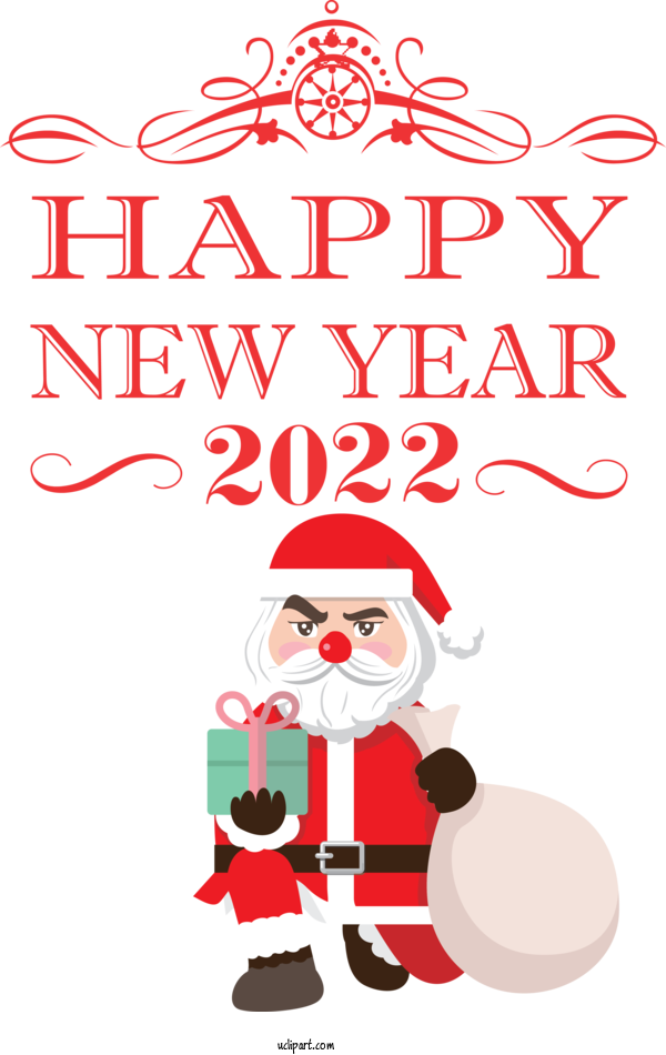 Free Holidays Christmas Day Santa Claus New Year For New Year 2022 Clipart Transparent Background