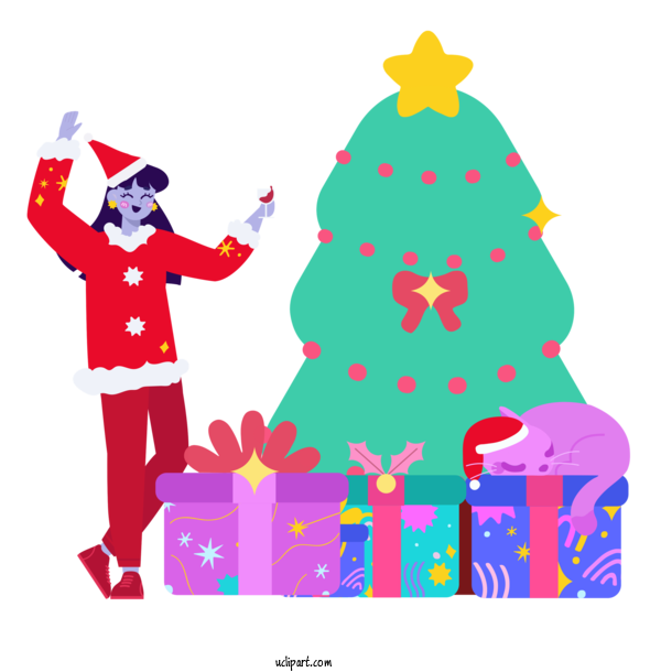 Free Holidays Christmas Day Christmas Tree Santa Claus For Christmas Clipart Transparent Background