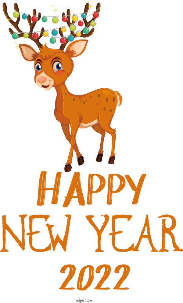Free Holidays Deer Reindeer Moose For New Year 2022 Clipart Transparent Background