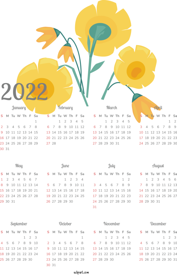 Free Life Floral Design Calendar Design For Yearly Calendar Clipart Transparent Background