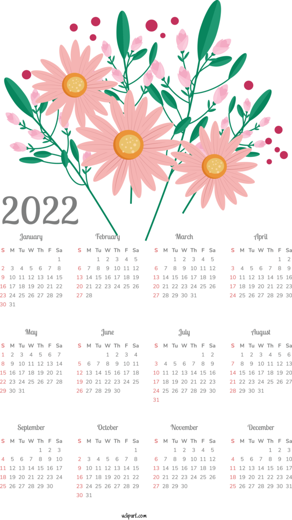 Free Life Floral Design Calendar Line For Yearly Calendar Clipart Transparent Background