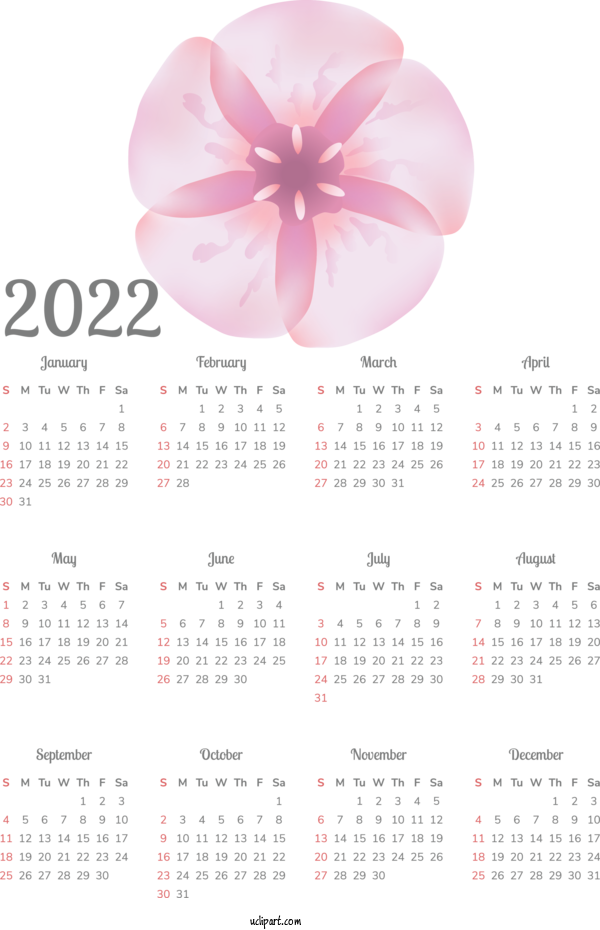 Free Life Calendar Design Flower For Yearly Calendar Clipart Transparent Background