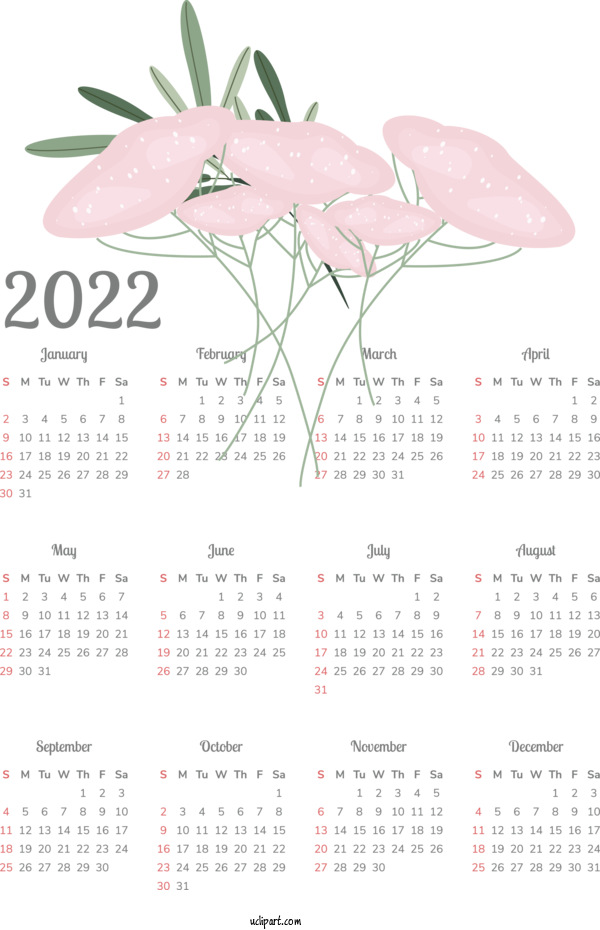 Free Life Calendar Design Flower For Yearly Calendar Clipart Transparent Background