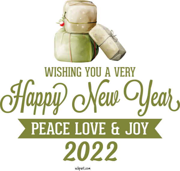 Free Holidays Font Tree Design For New Year 2022 Clipart Transparent Background