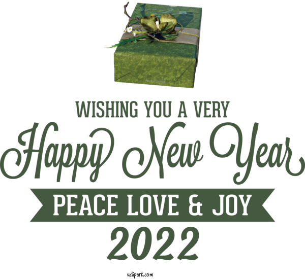 Free Holidays Logo Font Green For New Year 2022 Clipart Transparent Background