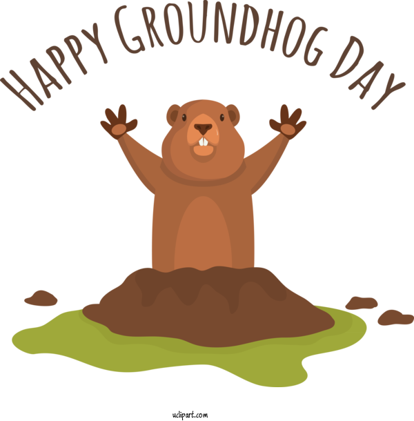 Free Holidays Human Cartoon Behavior For Groundhog Day Clipart Transparent Background