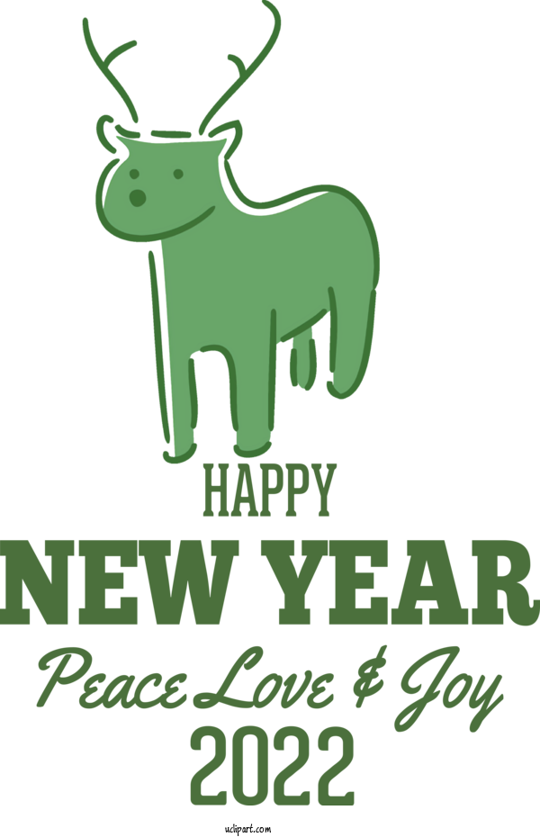 Free Holidays Deer Logo Cartoon For New Year 2022 Clipart Transparent Background