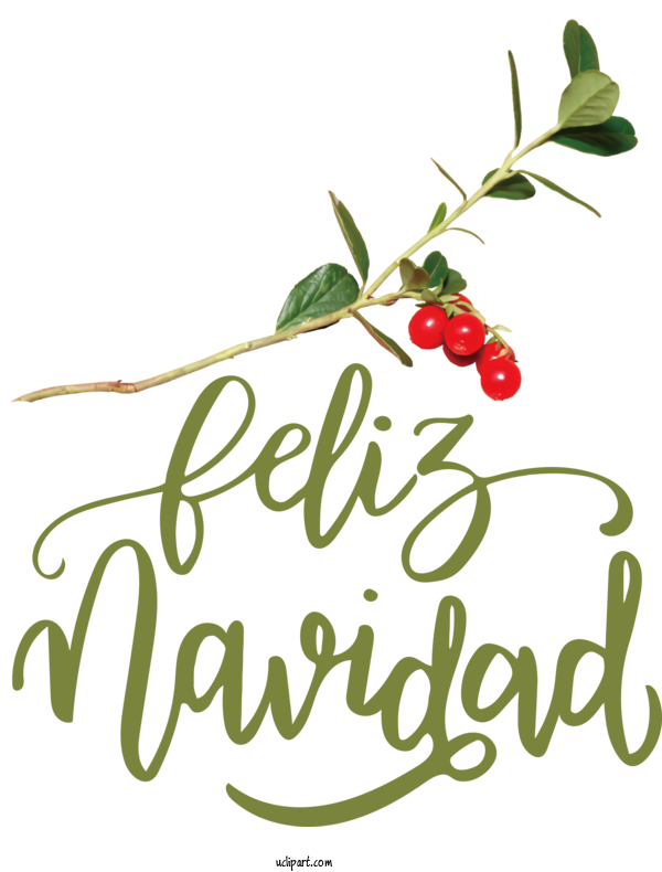 Free Holidays Flower Natural Food Calligraphy For Feliz Navidad Clipart Transparent Background