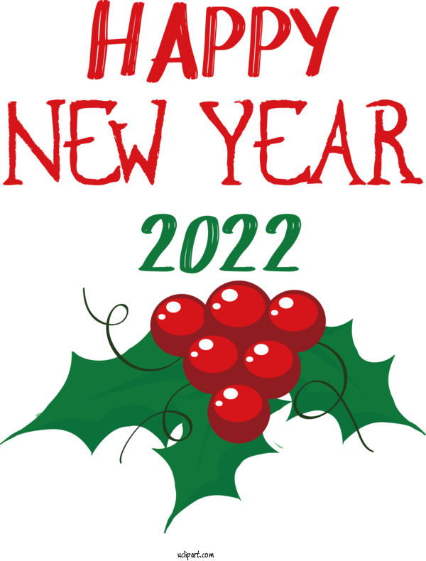 Free Holidays Holly Leaf Aquifoliales For New Year 2022 Clipart Transparent Background