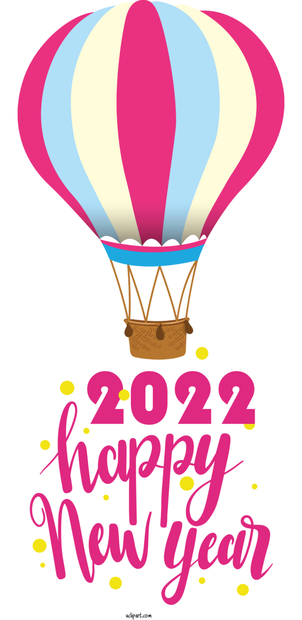 Free Holidays Balloon Hot Air Balloon Design For New Year 2022 Clipart Transparent Background