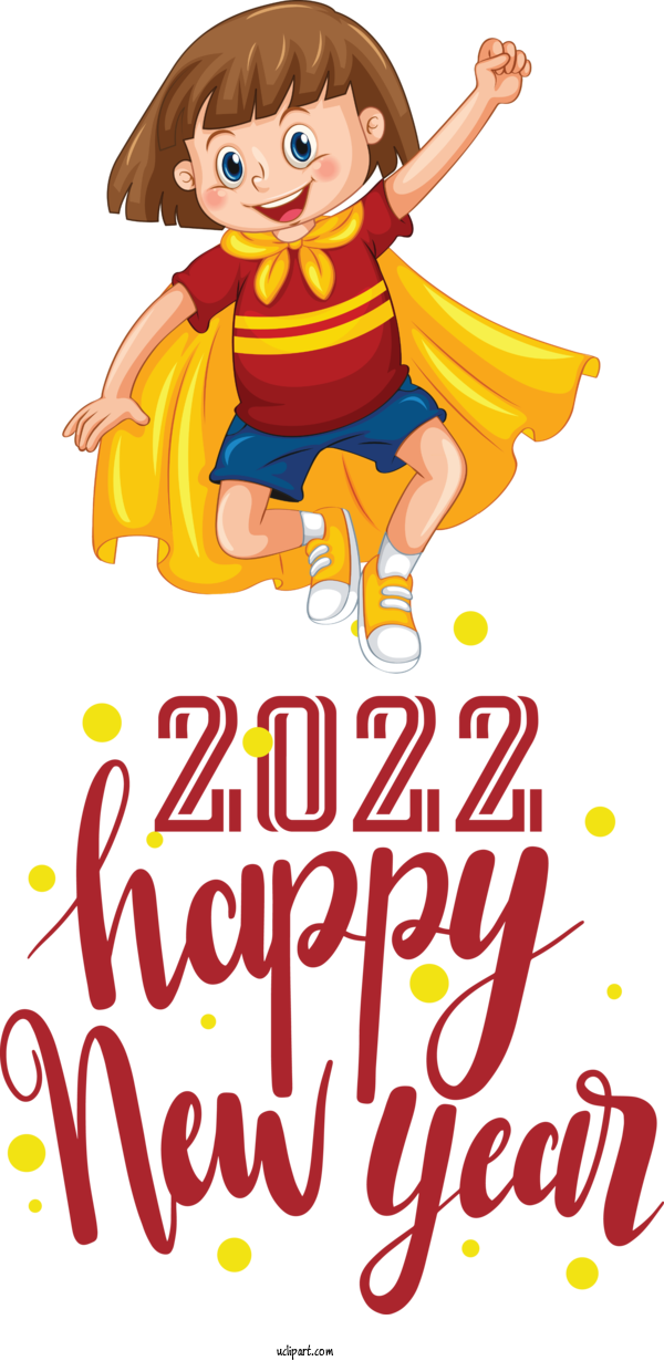 Free Holidays Human Cartoon Poster For New Year 2022 Clipart Transparent Background