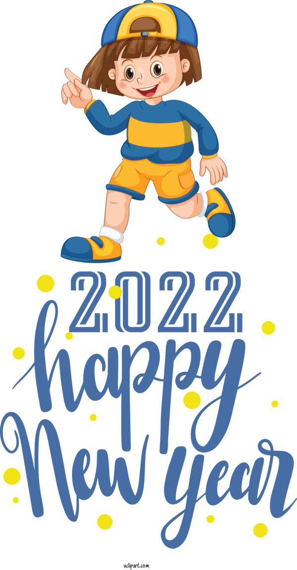 Free Holidays Human Cartoon Line For New Year 2022 Clipart Transparent Background