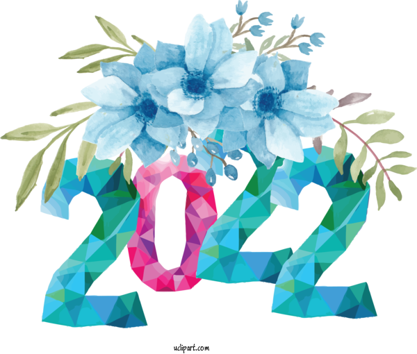 Free Holidays Flower Royalty Free Design For New Year 2022 Clipart Transparent Background