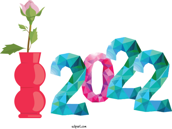 Free Holidays Flower Floral Design Vase For New Year 2022 Clipart Transparent Background