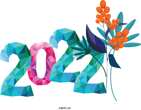 Free Holidays Leaf Flower Design For New Year 2022 Clipart Transparent Background