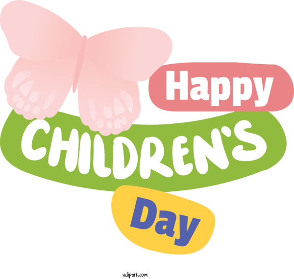 Free Holidays Butterflies Design Logo For Children's Day Clipart Transparent Background