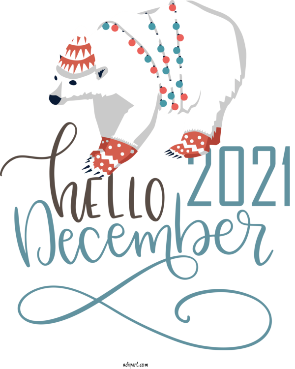 Free December December Design Christmas Day For Hello December Clipart Transparent Background