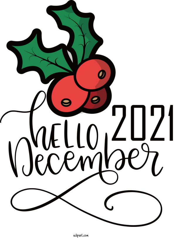 Free December December Christmas Day Drawing For Hello December Clipart Transparent Background