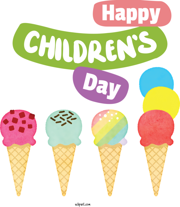 Free Holidays Ice Cream Cone Ice Cream Dairy Product For Children's Day Clipart Transparent Background