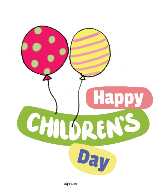 Free Holidays Design Logo Balloon For Children's Day Clipart Transparent Background