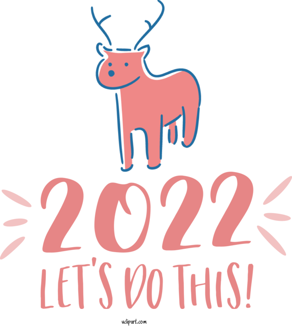 Free Holidays Reindeer Logo Cartoon For New Year 2022 Clipart Transparent Background
