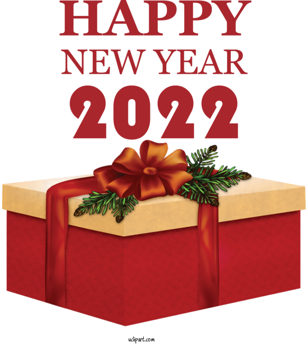 Free Holidays Font Gift Box For New Year 2022 Clipart Transparent Background