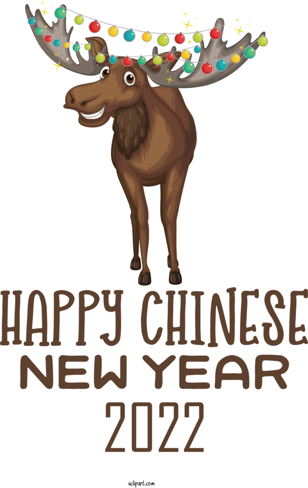 Free Holidays Reindeer Moose Poster For Chinese New Year Clipart Transparent Background