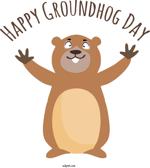 Free Holidays Bears Drawing Cartoon For Groundhog Day Clipart Transparent Background